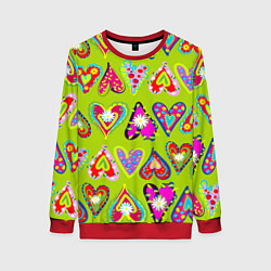 Женский свитшот Разноцветные сердца в мексиканском стиле
