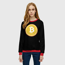 Свитшот женский Биткоин желтое лого криптовалюта, цвет: 3D-красный — фото 2