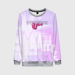 Свитшот женский Love is everywhere on gradient, цвет: 3D-меланж