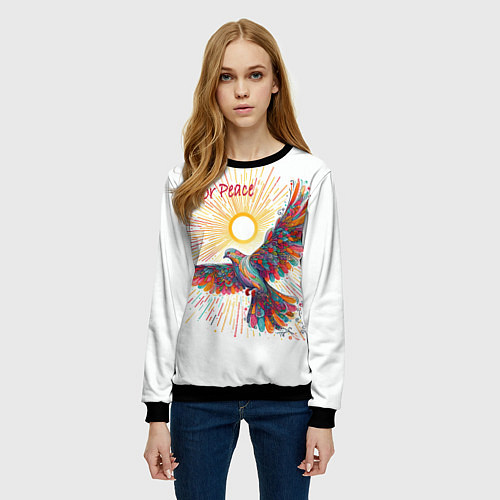 Женский свитшот Голубь мира / 3D-Черный – фото 3
