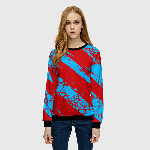 Женский свитшот Red stripes / 3D-Черный – фото 3