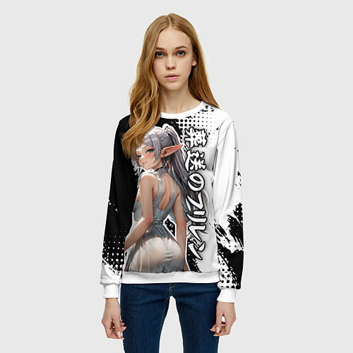 Женский свитшот Фрирен - в белой ночнушке / 3D-Белый – фото 3