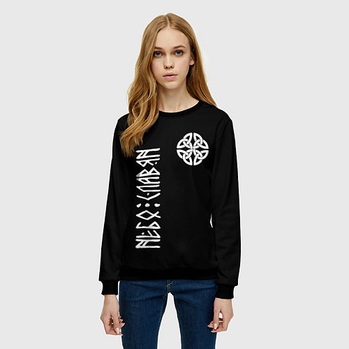 Женский свитшот Славянское небо символ / 3D-Черный – фото 3