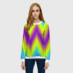 Свитшот женский Неоновый зигзаг, цвет: 3D-белый — фото 2