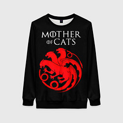 Свитшот женский Мать котов - герб, цвет: 3D-черный