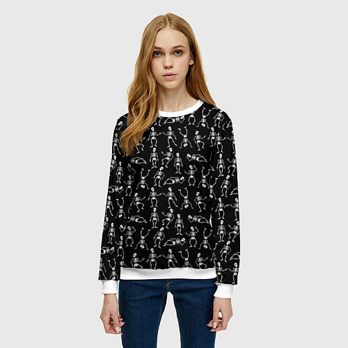 Женский свитшот Паттерн скелеты / 3D-Белый – фото 3