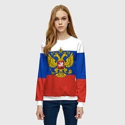 Свитшот женский Флаг России с гербом, цвет: 3D-белый — фото 2