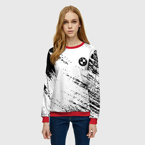 Женский свитшот BMW краски текстура брызги / 3D-Красный – фото 3