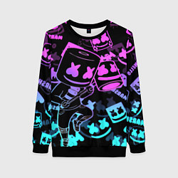 Свитшот женский Marshmello neon pattern, цвет: 3D-черный