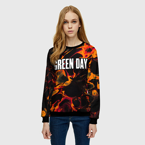 Женский свитшот Green Day red lava / 3D-Черный – фото 3