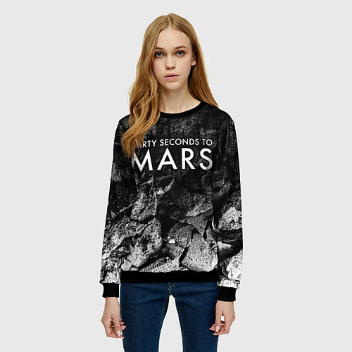 Женский свитшот Thirty Seconds to Mars black graphite / 3D-Черный – фото 3