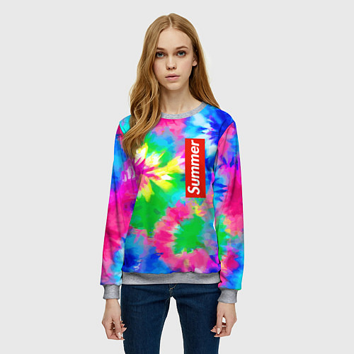 Женский свитшот Color abstraction - summer / 3D-Меланж – фото 3