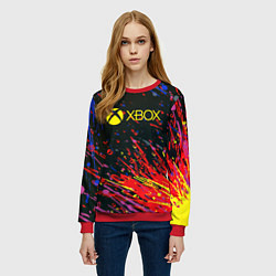 Свитшот женский Xbox краски текстура, цвет: 3D-красный — фото 2