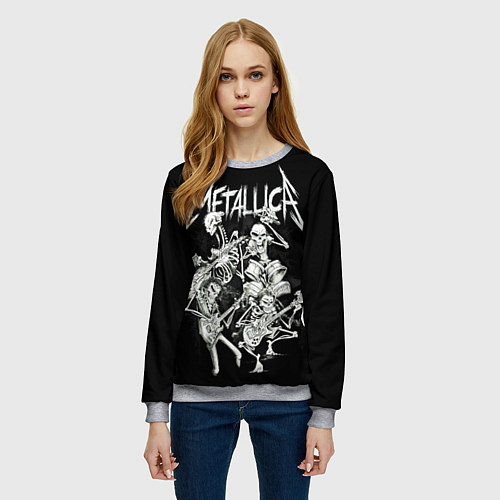Женский свитшот Металлика - скелеты / 3D-Меланж – фото 3