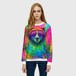 Свитшот женский Цветной медведь, цвет: 3D-белый — фото 2
