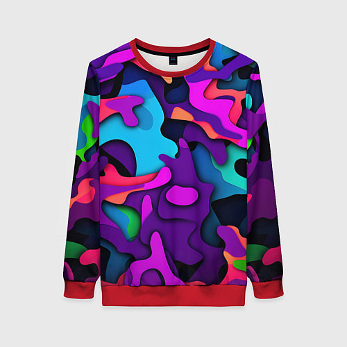 Женский свитшот Яркий неоновый камуфляж / 3D-Красный – фото 1