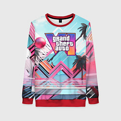 Свитшот женский Gta 6 логотип в стиле vice city, цвет: 3D-красный