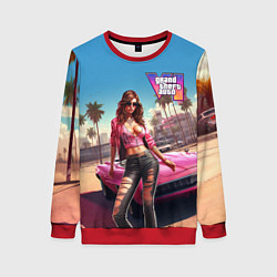 Свитшот женский GTA 6 girl logo, цвет: 3D-красный