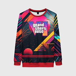 Свитшот женский GTA 6 logo абстракция яркая, цвет: 3D-красный