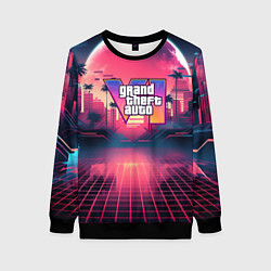 Свитшот женский GTA 6 logo retro night, цвет: 3D-черный