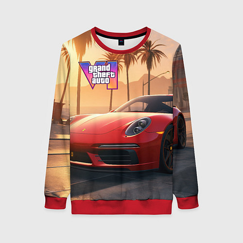 Женский свитшот GTA 6 logo auto style / 3D-Красный – фото 1