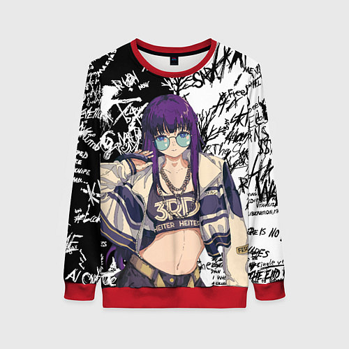 Женский свитшот Ферн и иероглифы / 3D-Красный – фото 1