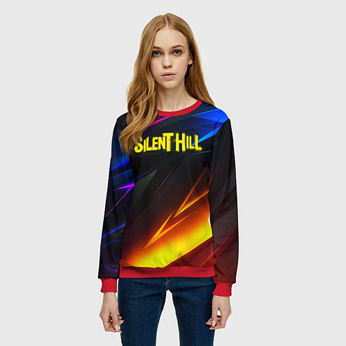 Женский свитшот Silent hill stripes neon / 3D-Красный – фото 3