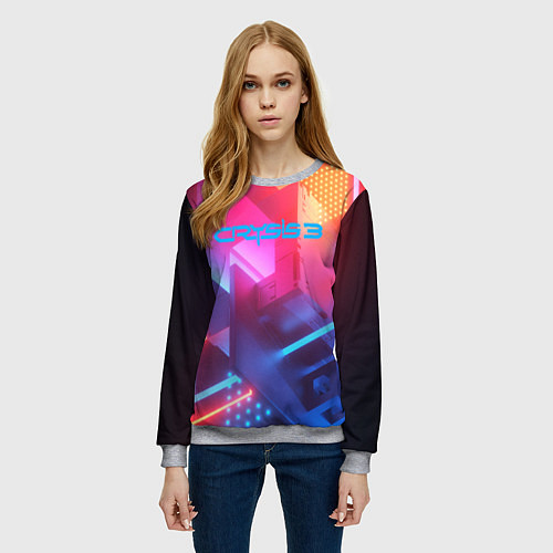 Женский свитшот Crysis текстура брони / 3D-Меланж – фото 3