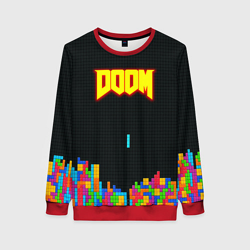 Женский свитшот Doom x tetrix коллабарация / 3D-Красный – фото 1