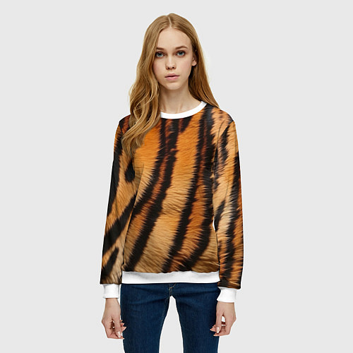 Женский свитшот Тигровая шкура / 3D-Белый – фото 3