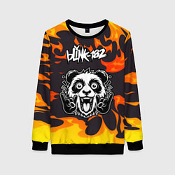 Свитшот женский Blink 182 рок панда и огонь, цвет: 3D-черный