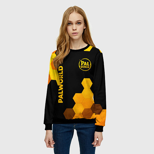 Женский свитшот Palworld - gold gradient вертикально / 3D-Черный – фото 3