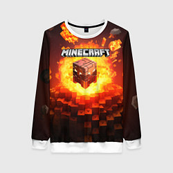 Свитшот женский Огненный minecraft лого, цвет: 3D-белый