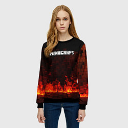 Свитшот женский Minecraft fire logo, цвет: 3D-черный — фото 2
