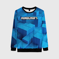 Свитшот женский Minecraft синие плиты, цвет: 3D-черный
