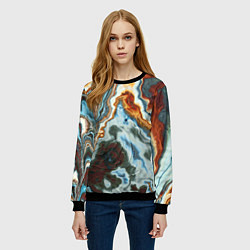 Свитшот женский Мраморная текстура, цвет: 3D-черный — фото 2