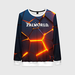 Свитшот женский Palworld logo разлом плит, цвет: 3D-белый