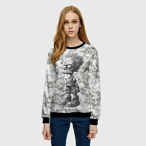 Женский свитшот Барт зомби / 3D-Черный – фото 3