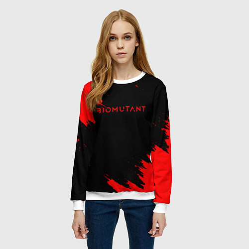 Женский свитшот Биомутант краски красные / 3D-Белый – фото 3