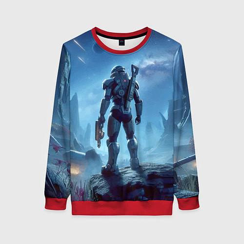 Женский свитшот Mass Effect - ai art / 3D-Красный – фото 1