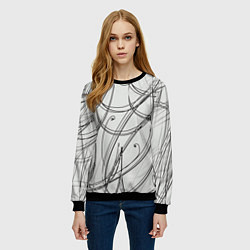 Свитшот женский Монохромные завитки, цвет: 3D-черный — фото 2