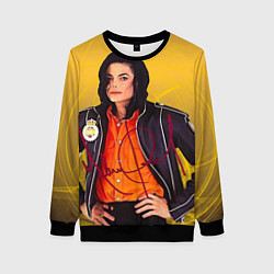 Свитшот женский Michael Jackson на золотом фоне с графикой, цвет: 3D-черный
