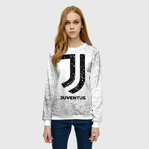 Женский свитшот Juventus с потертостями на светлом фоне / 3D-Белый – фото 3