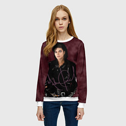 Свитшот женский Michael Jackson на бордовом фоне, цвет: 3D-белый — фото 2