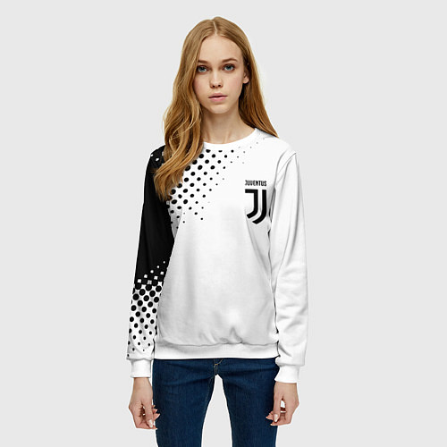 Женский свитшот Juventus sport black geometry / 3D-Белый – фото 3