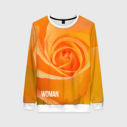 Свитшот женский Оранжевая роза - woman, цвет: 3D-белый