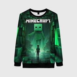 Свитшот женский Minecraft зеленый монстр, цвет: 3D-черный