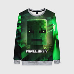 Свитшот женский Minecraft зеленая голова, цвет: 3D-меланж