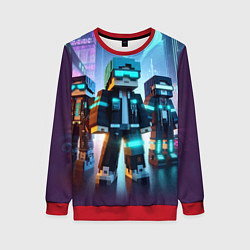 Свитшот женский Minecraft - neon metropolis ai art, цвет: 3D-красный