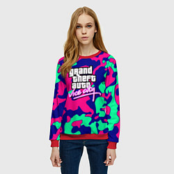 Свитшот женский GTA vice city камуфляж, цвет: 3D-красный — фото 2